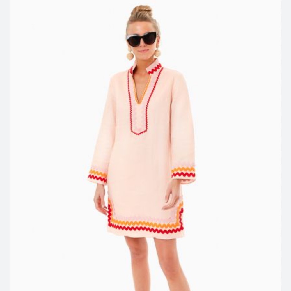 Sail to Sable Blush Mini Dress with Red and Yellow Accents